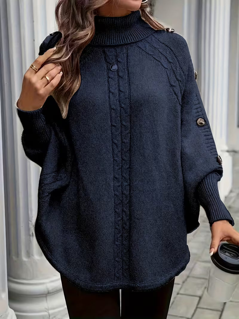 Lolana - Suéter de cuello alto con estilo retorcido 