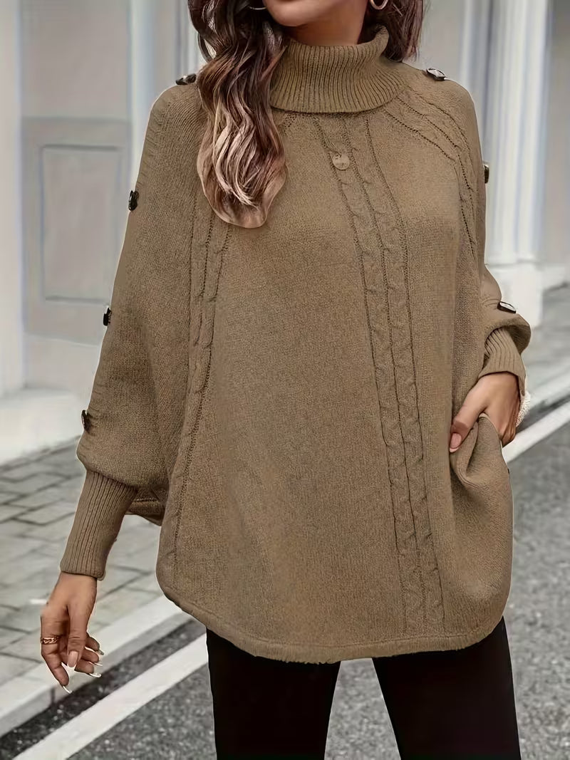 Lolana - Suéter de cuello alto con estilo retorcido 